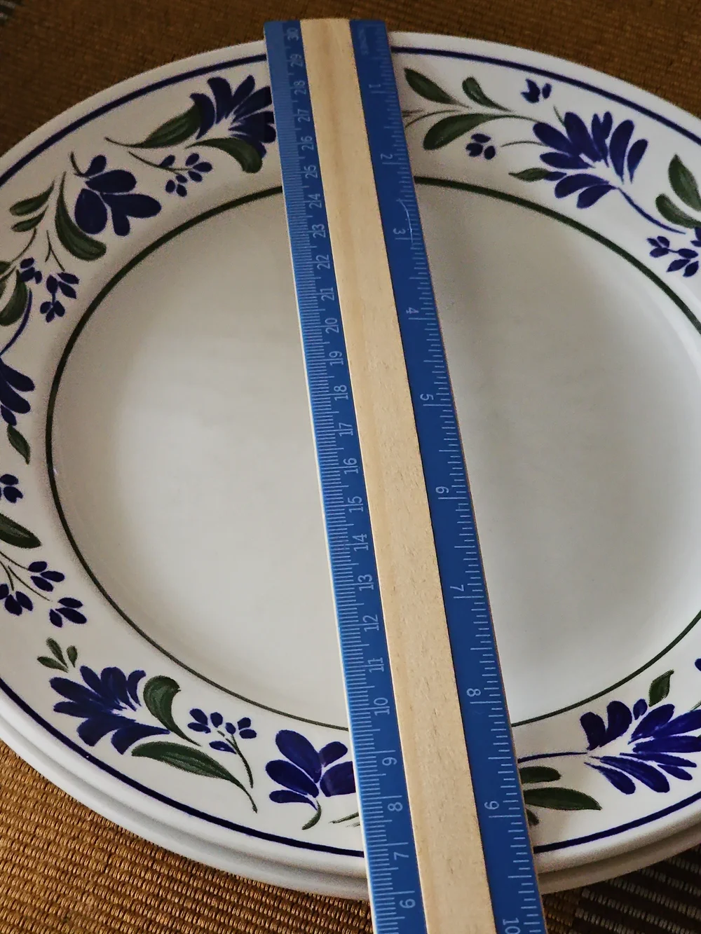 White Ceramic Dinner Plates with Blue Floral Border Made In ENGLAND